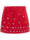Vivetta Crystal-embellished High-waist Miniskirt In Red