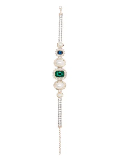 Vivetta Crystal-embellished Necklace In Silver/green