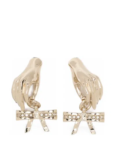Vivetta Crystal-embellished Bow Earrings In Gray