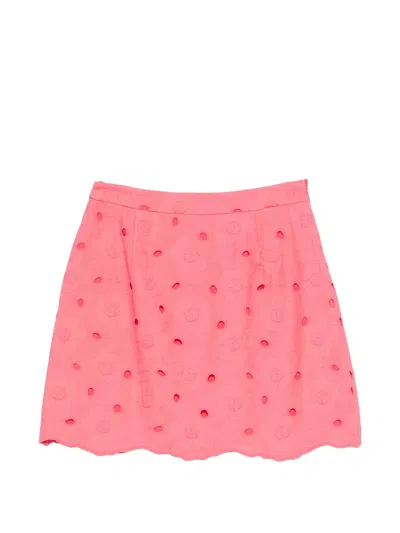 Vivetta Cut-out Embroidered Mini Skirt In Pink