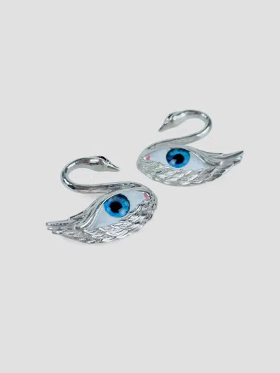 Vivetta Double Swan Mini Brooch In Argento