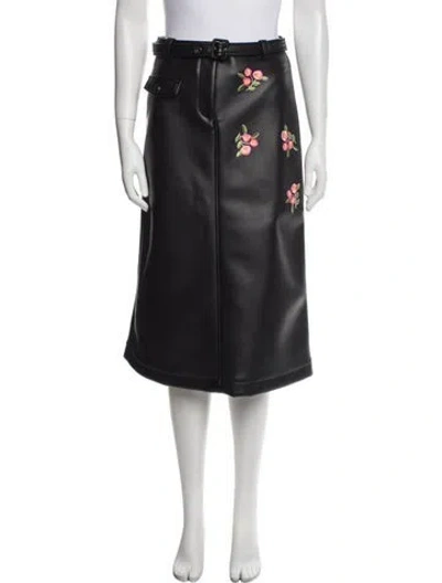 Pre-owned Vivetta Embroidered Accent Midi Length Skirt W/ Tags In Black