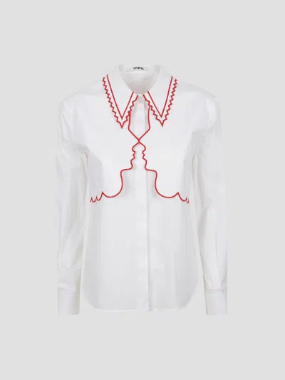 Vivetta Embroidered Cotton-blend Shirt In White