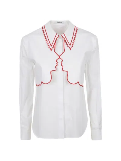 Vivetta Embroidered Long-sleeve Shirt In White
