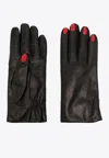 Vivetta Embroidered Nails Leather Gloves In Black