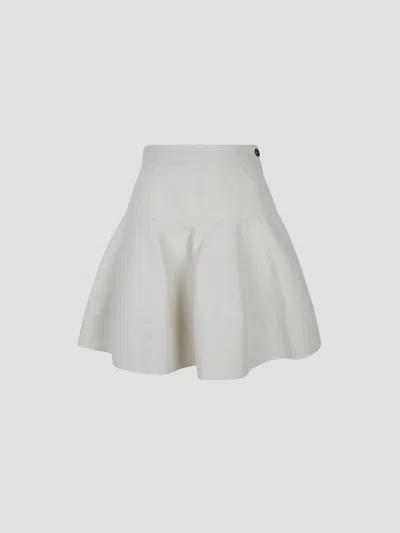 Vivetta Float Bottom Canvas Mini Skirt In Brown