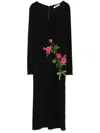Vivetta Floral Embroidered Long-sleeved Midi Dress In Black
