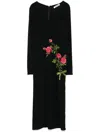Vivetta Floral Embroidered Long-sleeved Midi Dress In Black