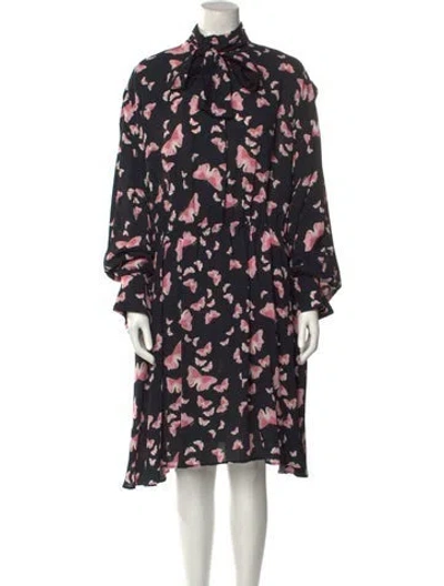 Pre-owned Vivetta Floral Print Knee-length Dress In Black