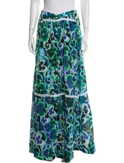 Pre-owned Vivetta Floral Print Long Skirt In Blue/green