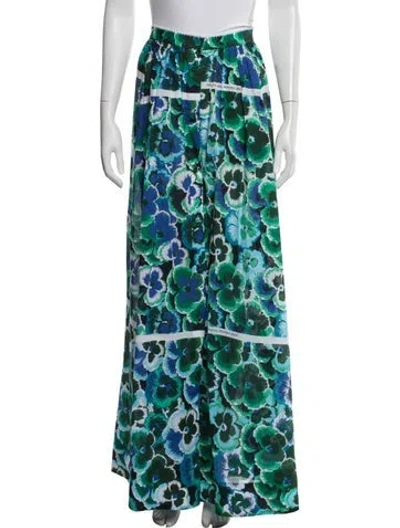 Pre-owned Vivetta Floral Print Long Skirt W/ Tags In Blue/green