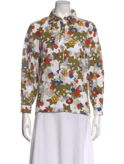 Pre-owned Vivetta Floral Print Long Sleeve Blouse In Multi