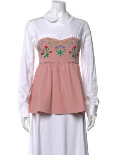 Pre-owned Vivetta Floral Print Long Sleeve Blouse In Pink