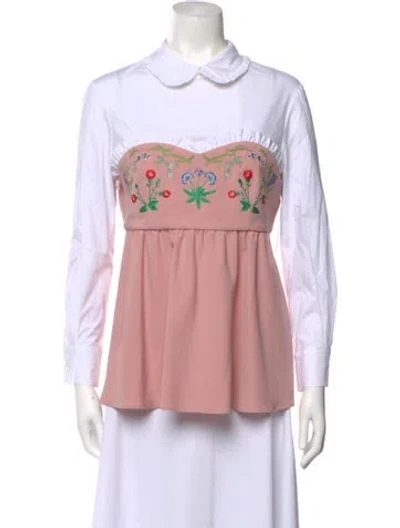 Pre-owned Vivetta Floral Print Long Sleeve Blouse W/ Tags In Pink