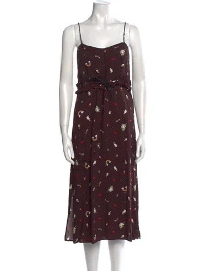 Pre-owned Vivetta Floral Print Midi Length Dress In Black