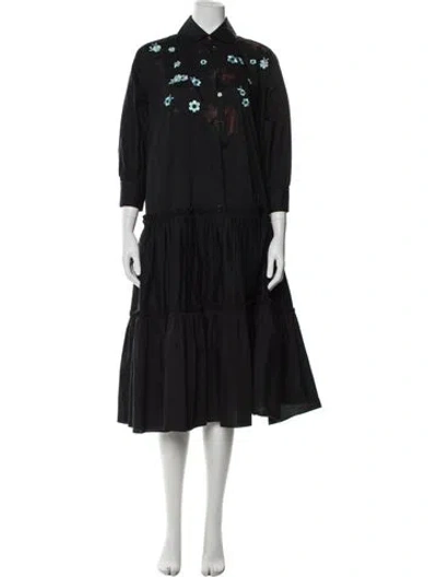 Pre-owned Vivetta Floral Print Midi Length Dress In Black