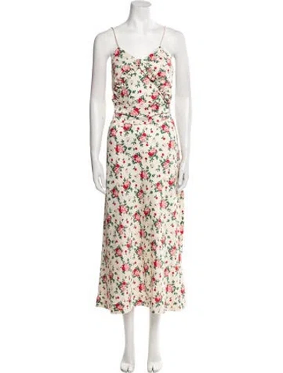 Pre-owned Vivetta Floral Print Midi Length Dress In Neutral