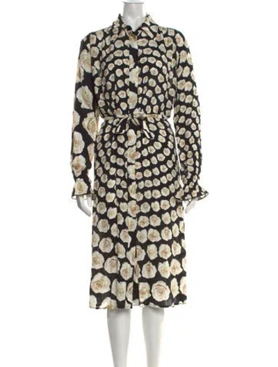 Pre-owned Vivetta Floral Print Midi Length Dress In Neutrals
