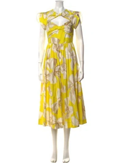 Pre-owned Vivetta Floral Print Midi Length Dress W/ Tags In Yellow