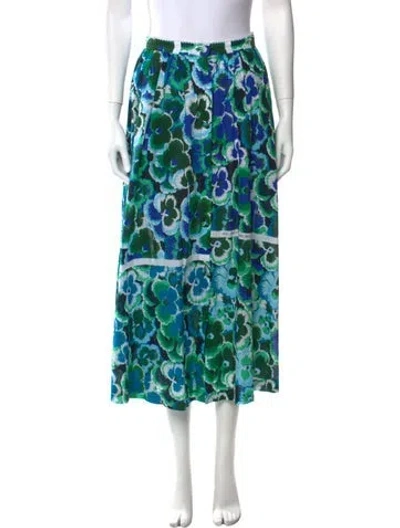 Pre-owned Vivetta Floral Print Midi Length Skirt In Blue