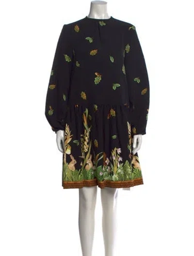Pre-owned Vivetta Floral Print Mini Dress In Black