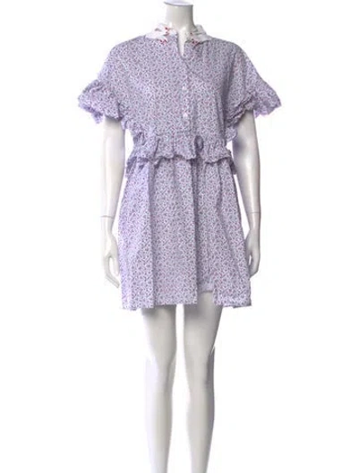 Pre-owned Vivetta Floral Print Mini Dress In White