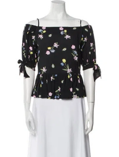 Pre-owned Vivetta Floral Print Off-the-shoulder Blouse In Black