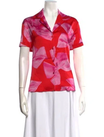 Pre-owned Vivetta Floral Print Short Sleeve Blouse In Pink