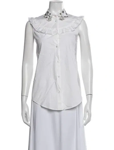 Pre-owned Vivetta Floral Print Sleeveless Blouse In White