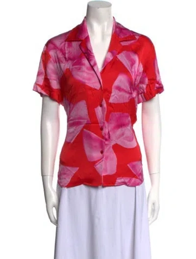 Pre-owned Vivetta Floral Print V-neck Blouse In Pink