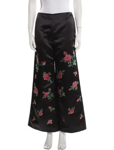 Pre-owned Vivetta Floral Print Wide Leg Pants In Black
