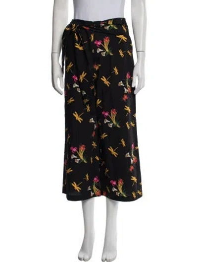 Pre-owned Vivetta Floral Print Wide Leg Pants In Black
