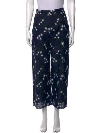 Pre-owned Vivetta Floral Print Wide Leg Pants In Black/blue