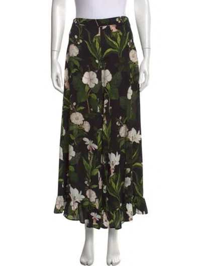 Pre-owned Vivetta Floral Print Wide Leg Pants In Green