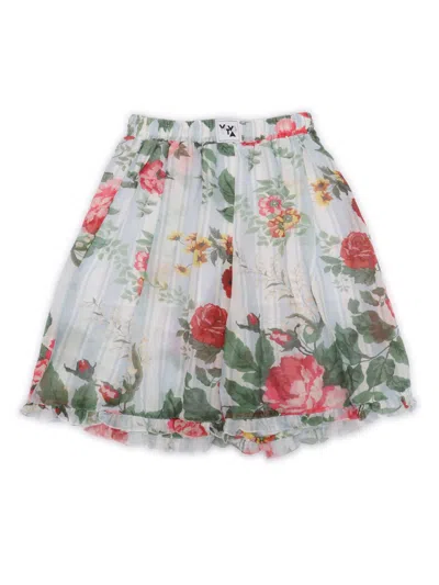 VIVETTA FLOWER PRINTED SHORTS IN LIGHT BLUE