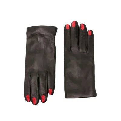 Vivetta Embroidered Manicure Gloves In Brown