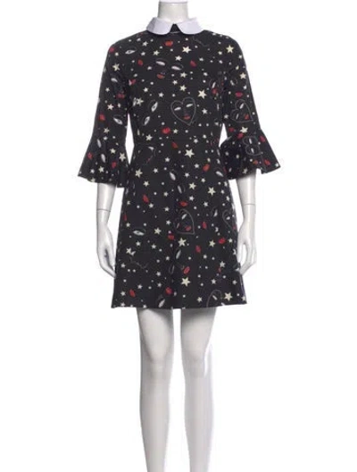 Pre-owned Vivetta Graphic Print Mini Dress In Black