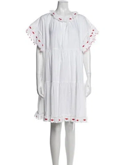 Pre-owned Vivetta Graphic Print Mini Dress In White