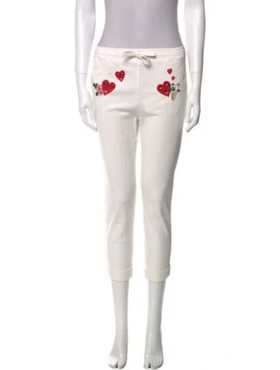 Pre-owned Vivetta Graphic Print Straight Leg Pants In White