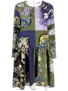 Vivetta Graphic-print Tiered-skirt Dress In Green