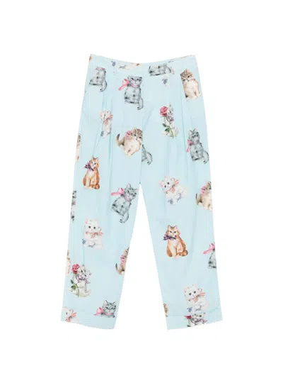Vivetta Kitten Print Trousers In Blue