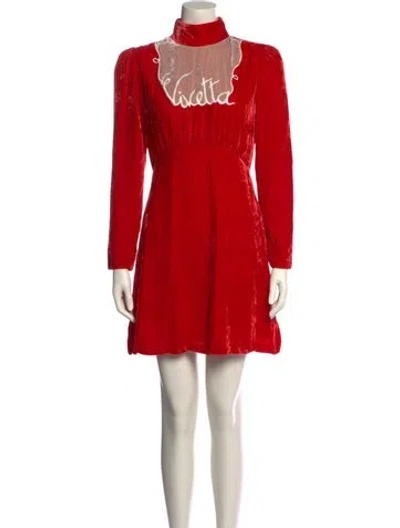 Pre-owned Vivetta Lace Mini Dress In Red