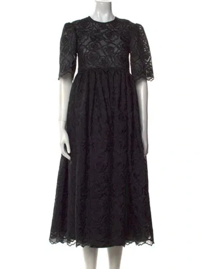 Pre-owned Vivetta Lace Pattern Long Dress In Black