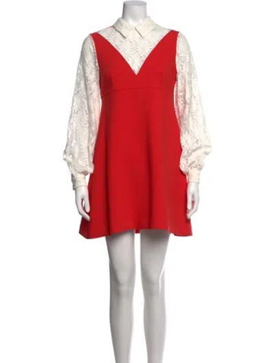 Pre-owned Vivetta Lace Pattern Mini Dress In Red