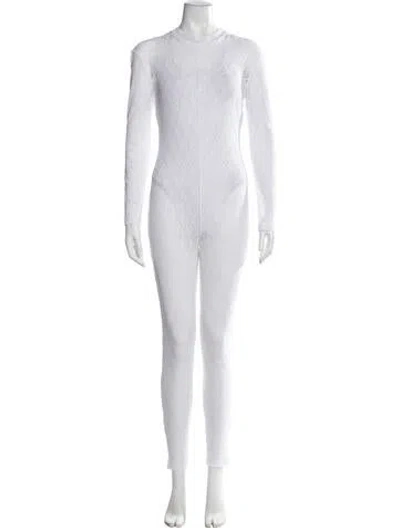 Pre-owned Vivetta Lace Pattern Mock Neck Jumpsuit In White