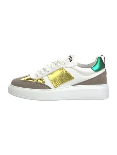 Pre-owned Vivetta Leather Colorblock Pattern Sneakers In White