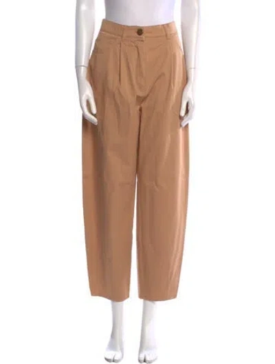 Pre-owned Vivetta Leather Straight Leg Pants In Neutral