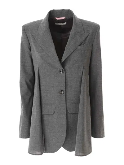 Vivetta Light Wool Blazer With Slices In Gray
