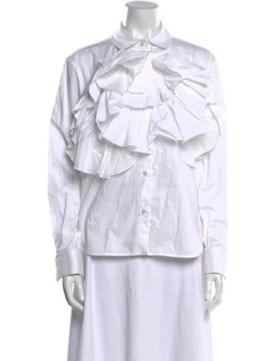 Pre-owned Vivetta Long Sleeve Button-up Top In White