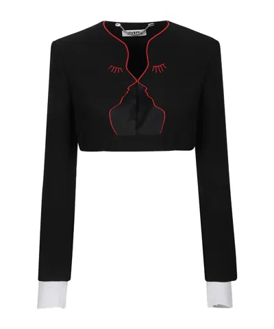 Vivetta Long-sleeved Short Jacket In Black